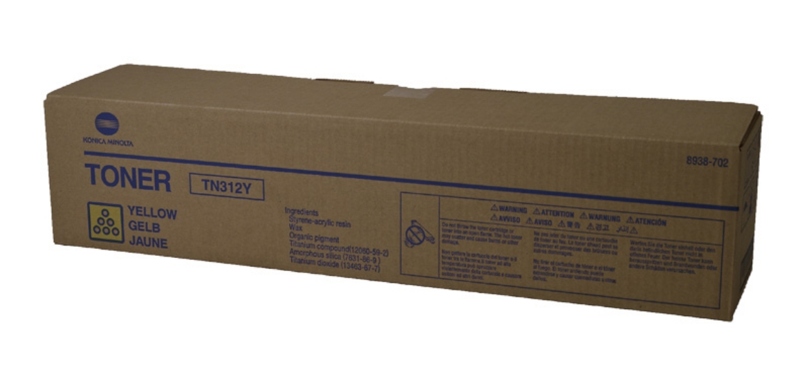 Picture of Konica Minolta 8938-702 (TN-312Y) Yellow Toner Cartridge (12000 Yield)