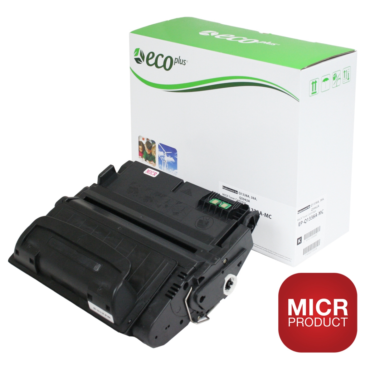 Picture of EcoPlus Reman MICR Q1338A (HP 38A) High Yield Black Toner Cartridge (2 pack) (20000 Yield)
